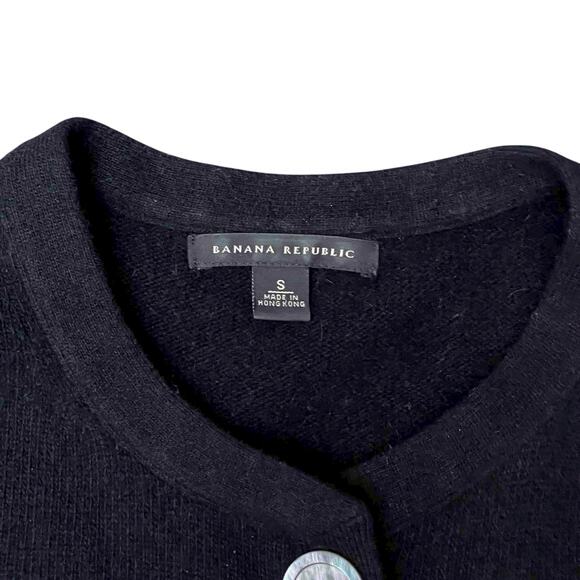 Banana Republic Black Angora Wool Button Cardigan Sweater Size S - Picture 2 of 6